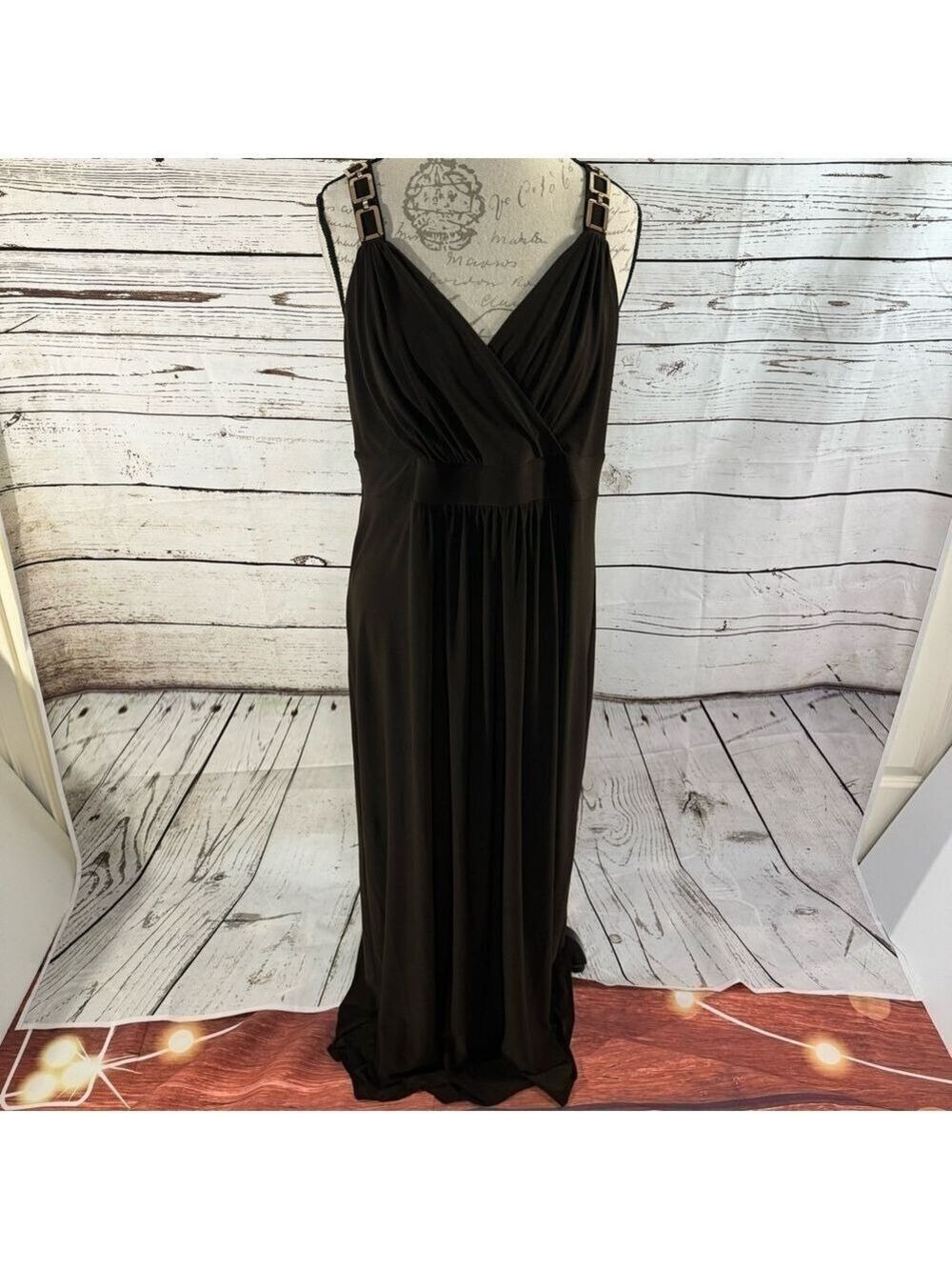 Chico’s Solid Nala Chocolate Maxi Dress Size 2 (L/12) - Picture 6 of 11